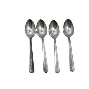 4 Vintage 1881 Rogers Oneida Silverplate Surf Club Teaspoons Tea Spoons 25085